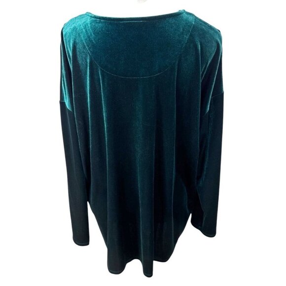 J. Jill Women's XL Stretch Velour Pullover Top Green Long Sleeve EUC - Picture 2 of 10